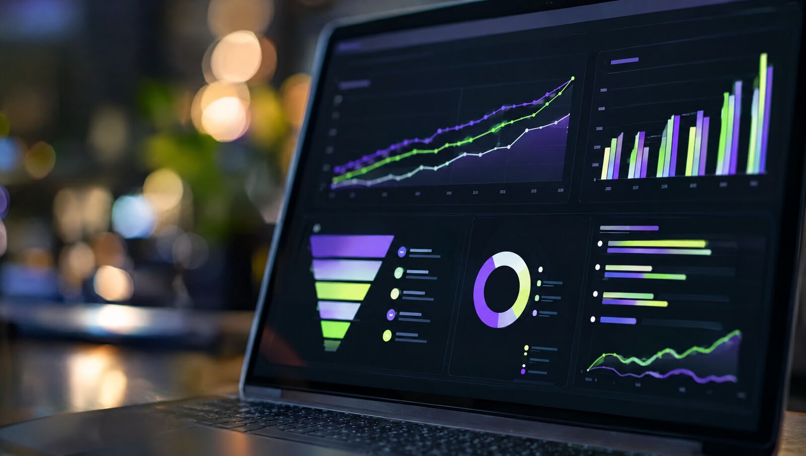 Advertising analytics dashboard with rising charts