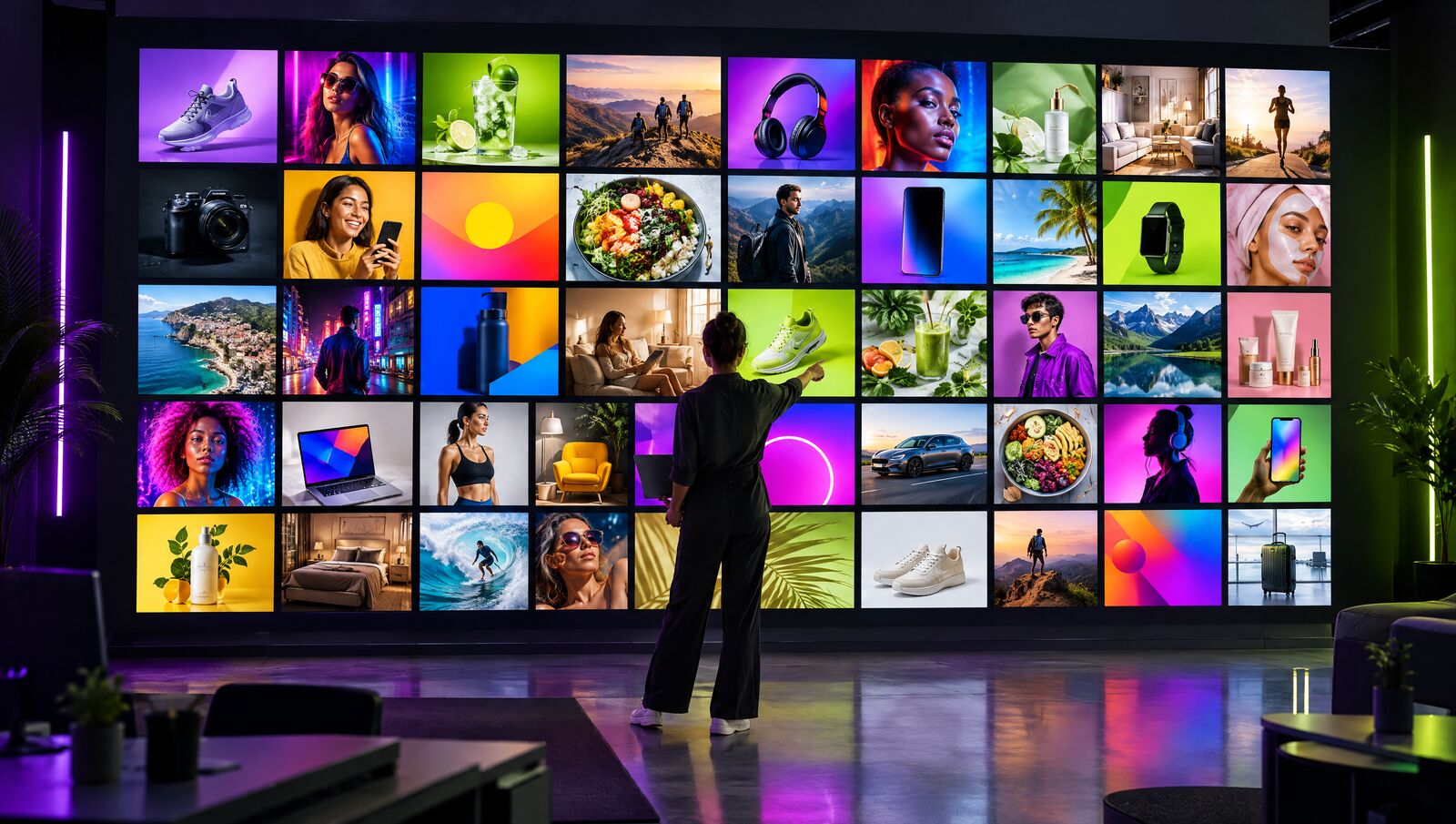 Wall of AI-generated ad creatives in a grid