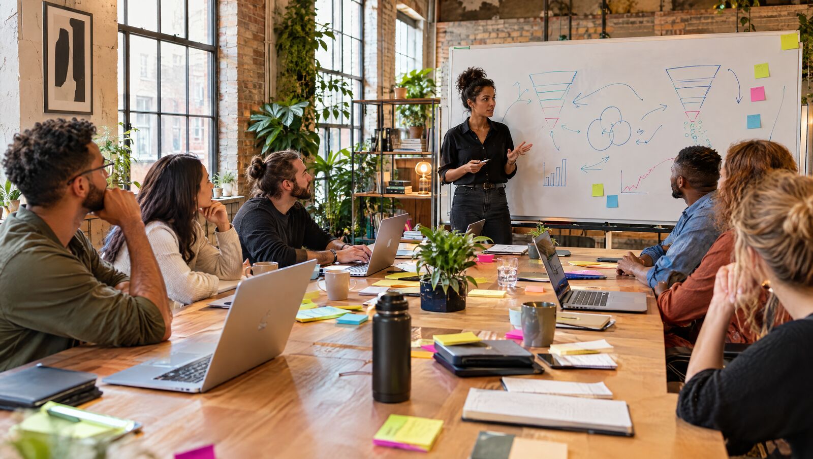 Small group of business owners in a mastermind discussion